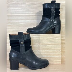 Hispanitas Black Leather Ankle Boots EU 37 US 7 Made in Spain Block Heel